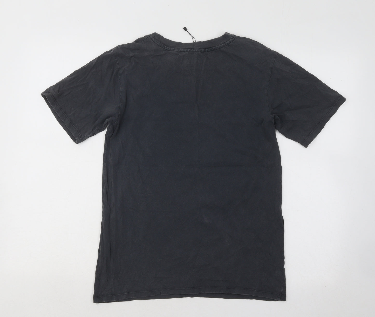 Stradivarius Womens Grey Cotton Basic T-Shirt Size XS Round Neck - Nirvana