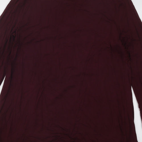Marks and Spencer Womens Red Round Neck Geometric Modal Pullover Jumper Size 12 - Lace Detail
