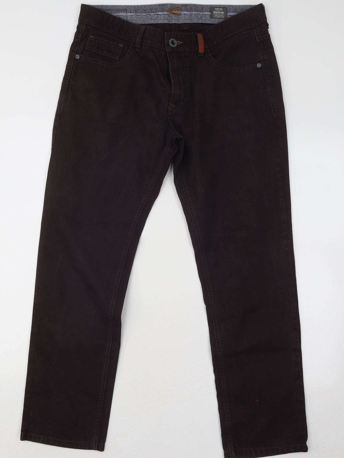 Camel Active Mens Brown Cotton Straight Jeans Size 34 in L30 in Regular Button