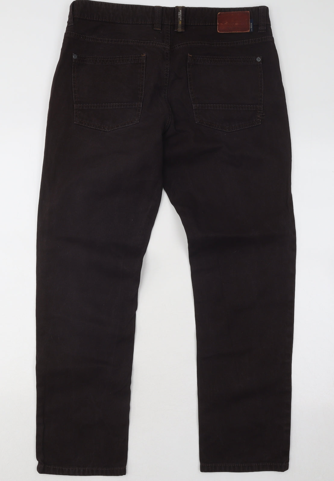 Camel Active Mens Brown Cotton Straight Jeans Size 34 in L30 in Regular Button