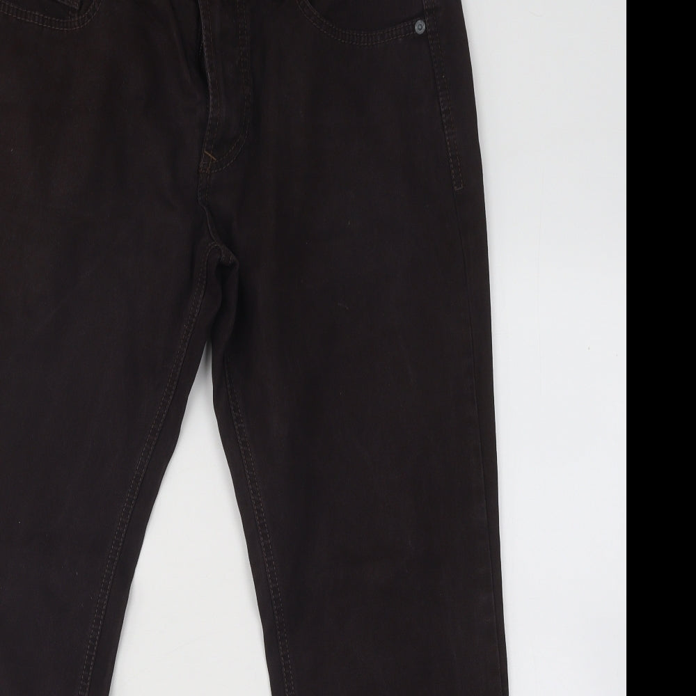 Camel Active Mens Brown Cotton Straight Jeans Size 34 in L30 in Regular Button