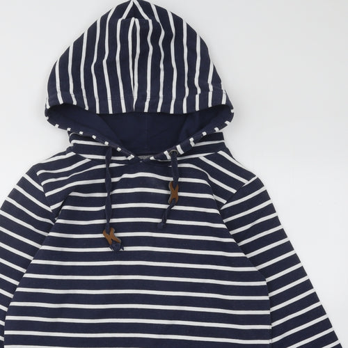 Blend She Womens Blue Striped Cotton Pullover Hoodie Size M Pullover