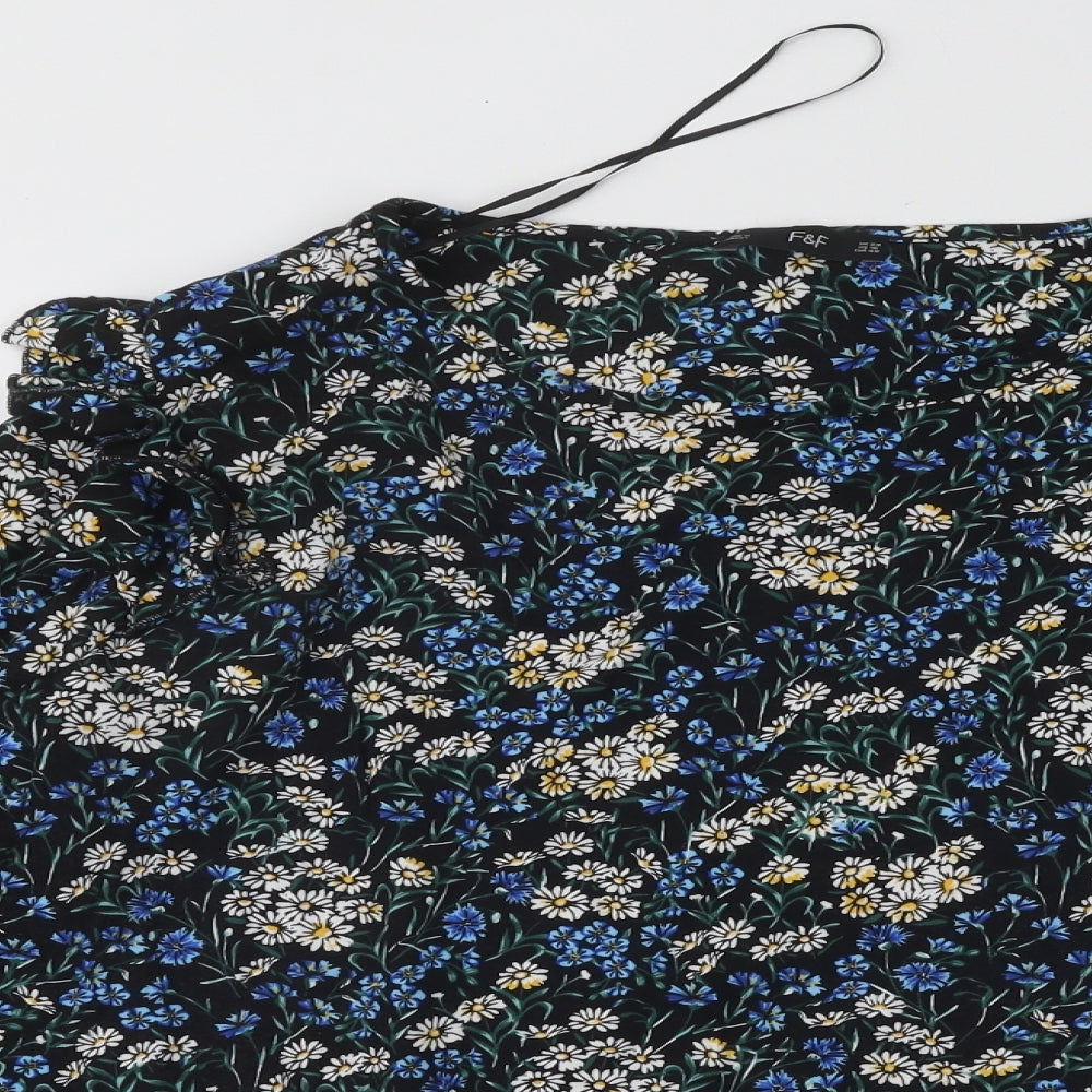 F&F Womens Multicoloured Floral Cotton Basic T-Shirt Size 20 Round Neck