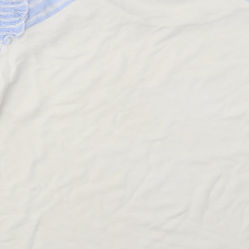 Gallery Womens White Cotton Basic T-Shirt Size XL Round Neck - Puff Sleeves