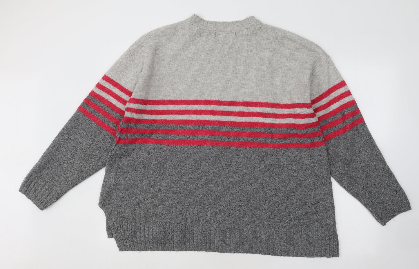 Marks and Spencer Womens Multicoloured Round Neck Striped Acrylic Pullover Jumper Size XL