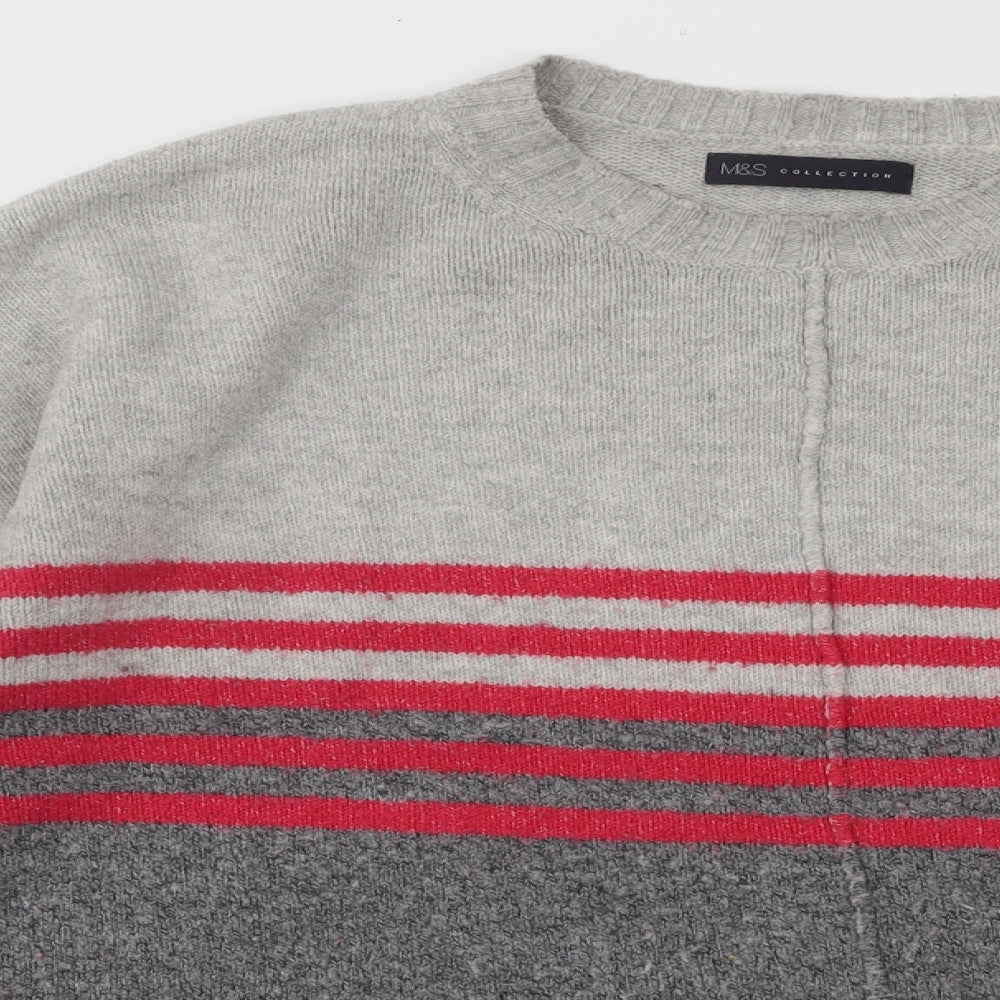 Marks and Spencer Womens Multicoloured Round Neck Striped Acrylic Pullover Jumper Size XL