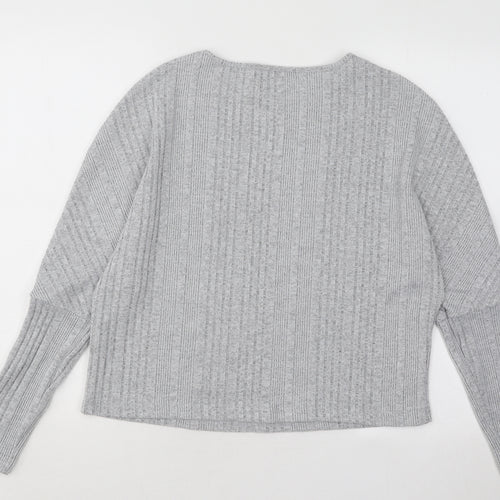 SheIn Womens Grey Round Neck Polyester Pullover Jumper Size S