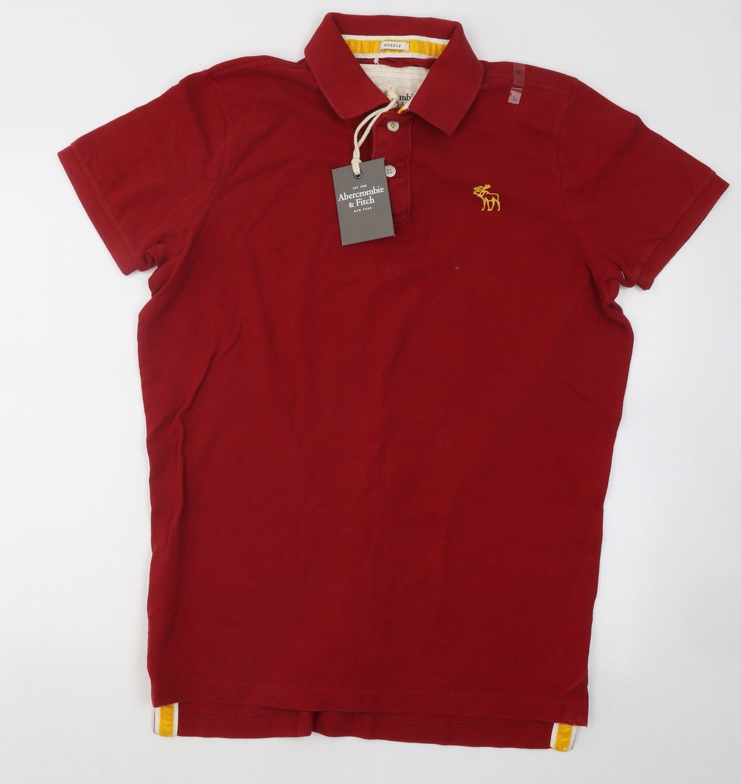 Abercrombie & Fitch Mens Red Cotton Polo Size 2XL Collared Button