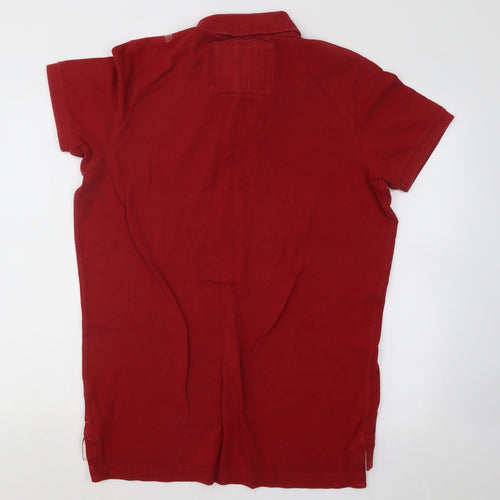 Abercrombie & Fitch Mens Red Cotton Polo Size 2XL Collared Button