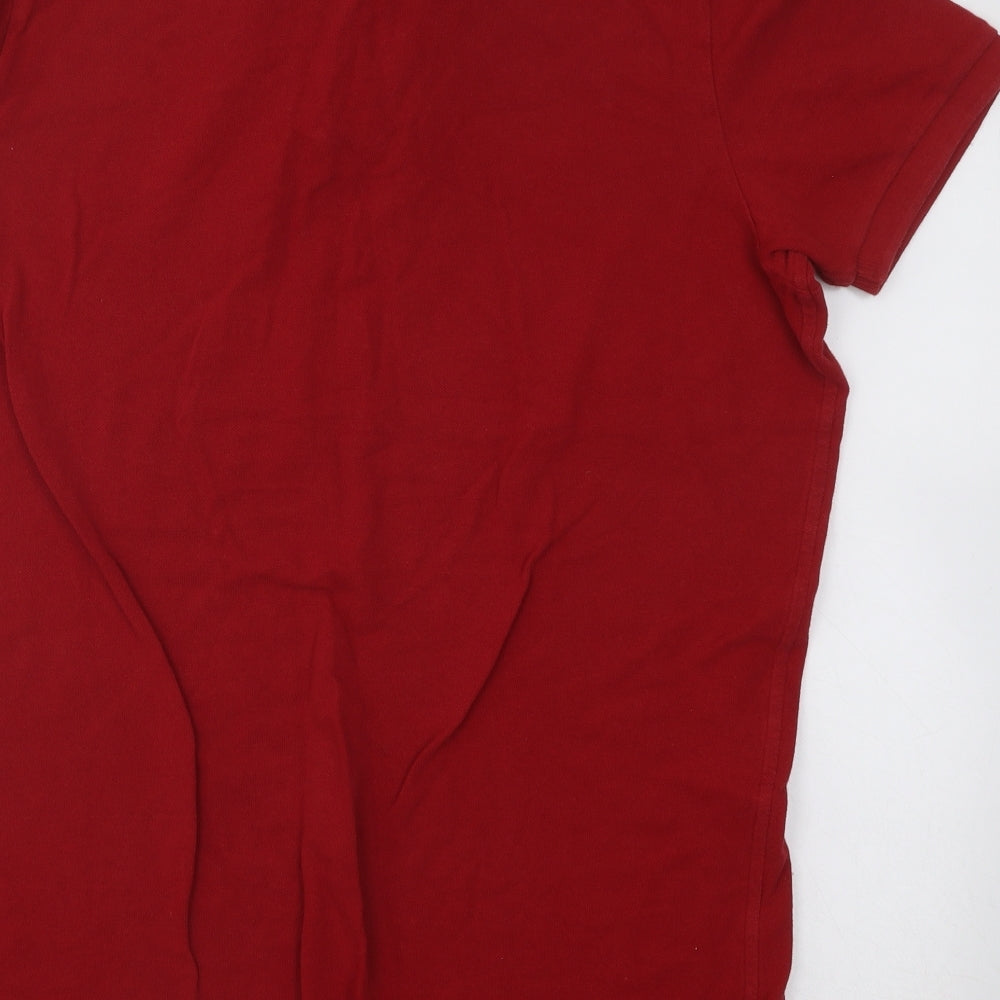 Abercrombie & Fitch Mens Red Cotton Polo Size 2XL Collared Button
