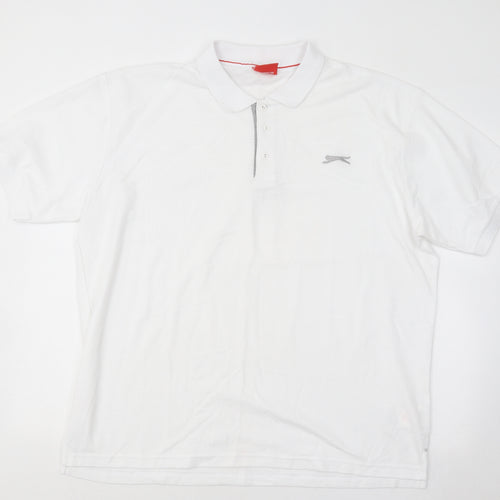 Slazenger Mens White Cotton Polo Size 2XL Collared Button