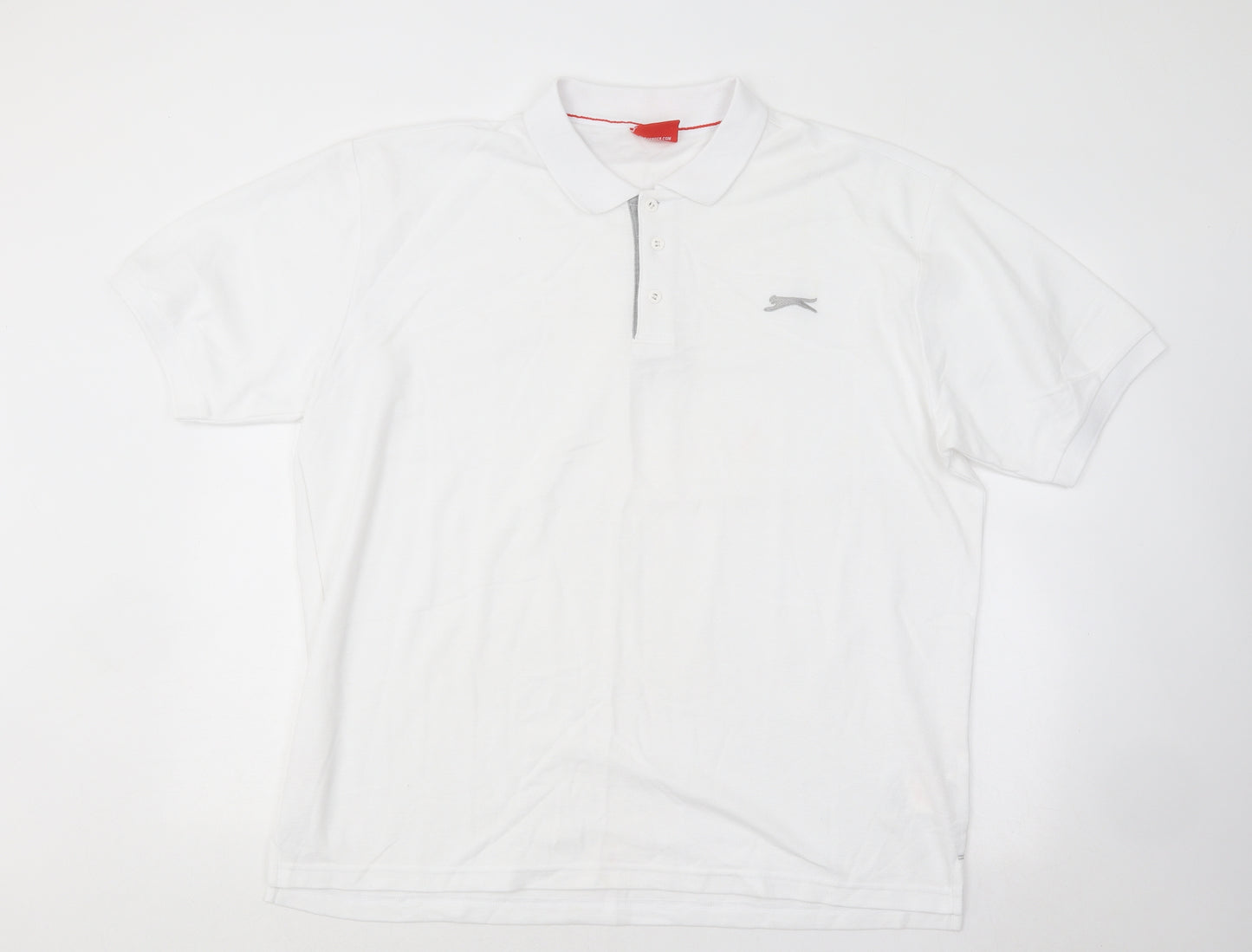 Slazenger Mens White Cotton Polo Size 2XL Collared Button