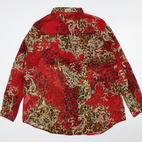 PRETTYLITTLETHING Womens Multicoloured Animal Print Polyester Basic Button-Up Size M Collared