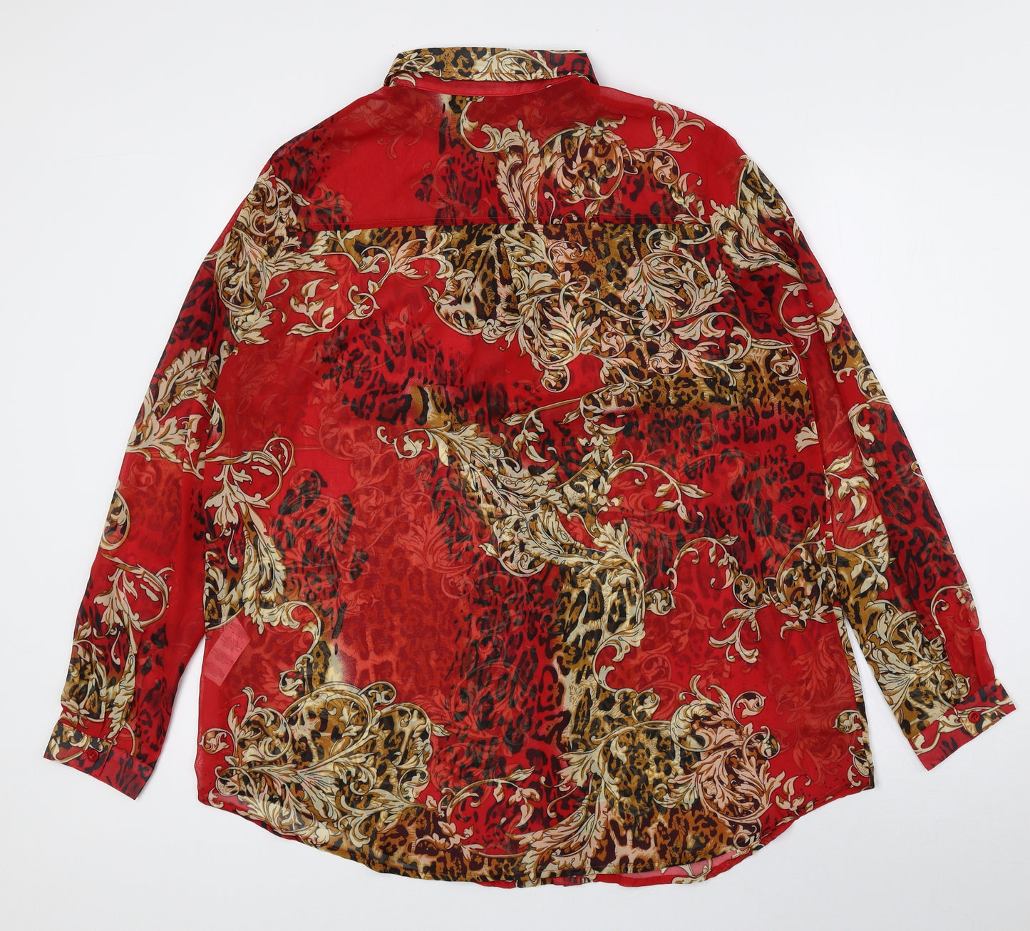 PRETTYLITTLETHING Womens Multicoloured Animal Print Polyester Basic Button-Up Size M Collared