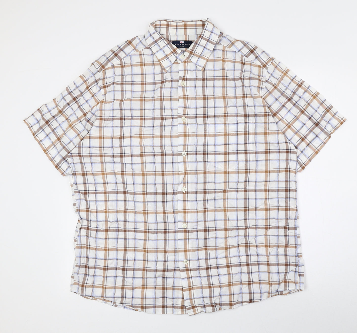 Blue Harbour Mens Multicoloured Check Cotton Button-Up Size L Collared Button