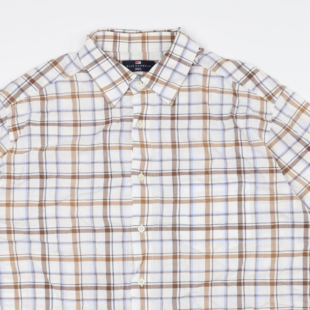 Blue Harbour Mens Multicoloured Check Cotton Button-Up Size L Collared Button