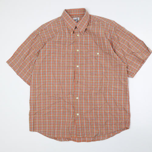 First Avenue Classics Mens Multicoloured Check Cotton Button-Up Size L Collared Button