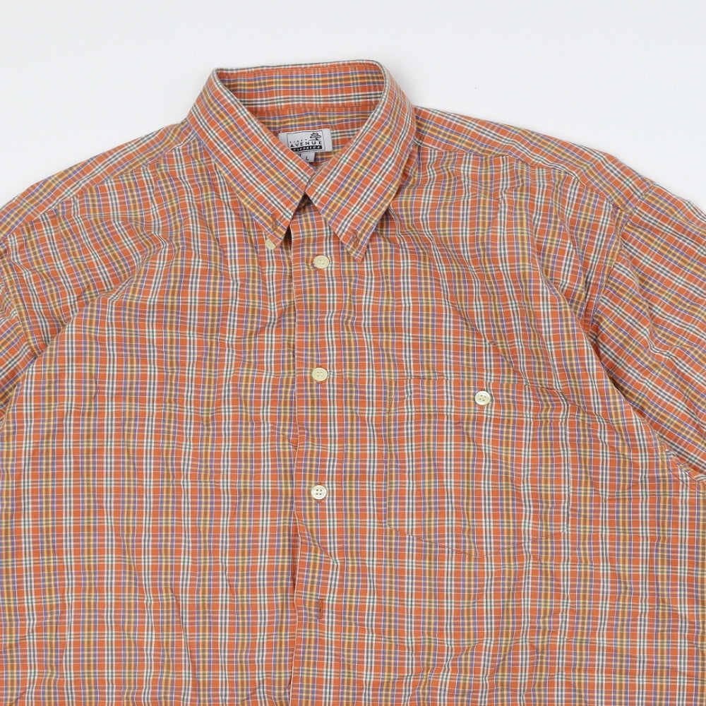 First Avenue Classics Mens Multicoloured Check Cotton Button-Up Size L Collared Button