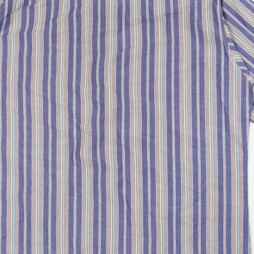 Marks and Spencer Mens Multicoloured Striped Cotton Button-Up Size 41 Collared Button - 41cm, 16