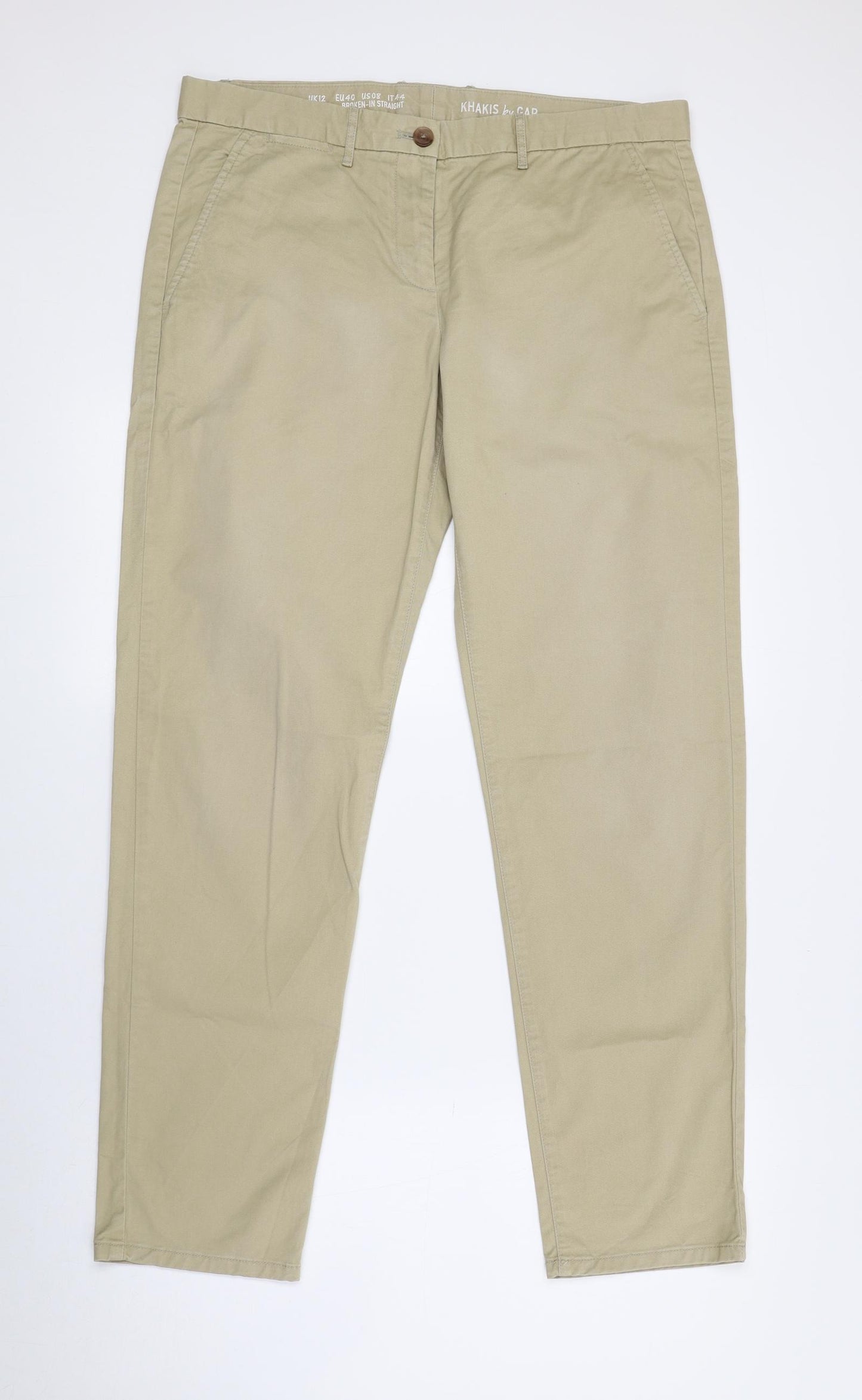Gap Womens Green Cotton Chino Trousers Size 12 L29 in Regular Zip