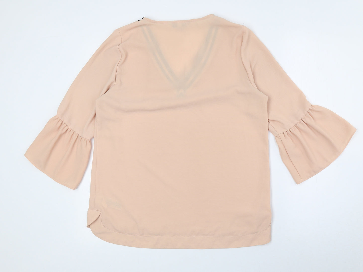 NEXT Womens Pink Polyester Basic T-Shirt Size 12 V-Neck