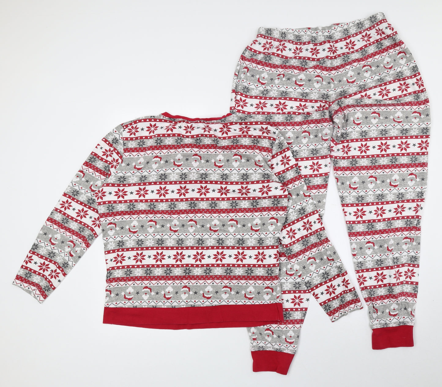 F&F Womens Multicoloured Geometric Cotton Top Pyjama Set Size 12 Button - Size 12-14, Christmas