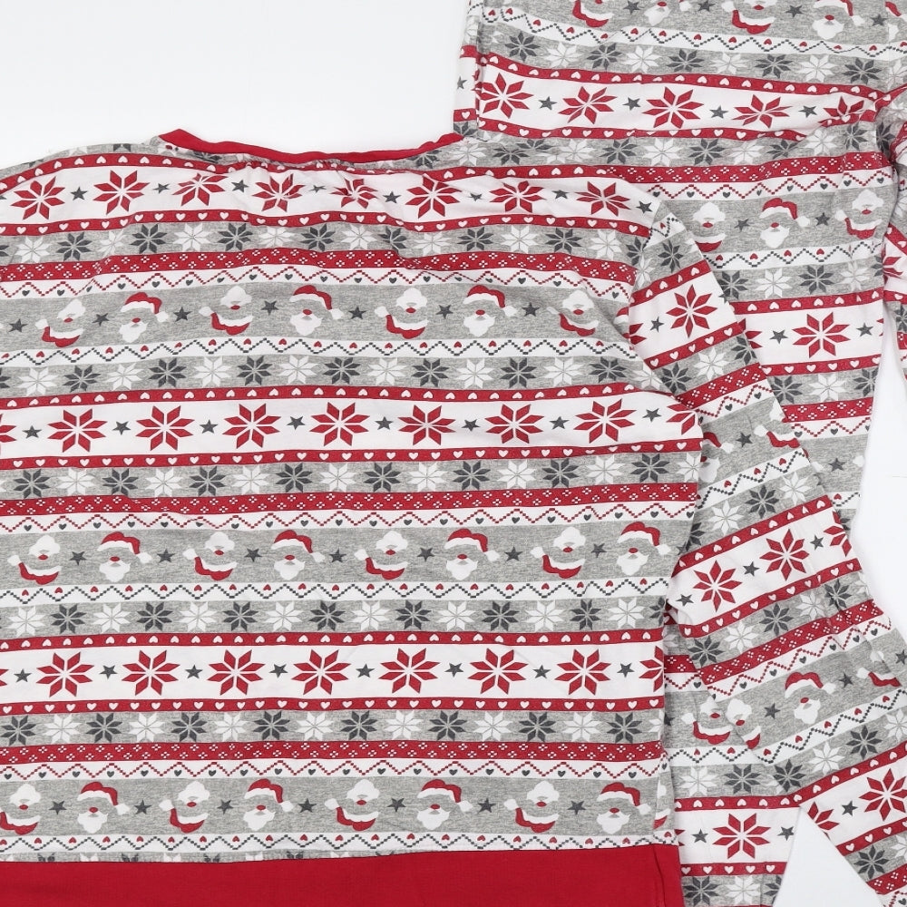 F&F Womens Multicoloured Geometric Cotton Top Pyjama Set Size 12 Button - Size 12-14, Christmas