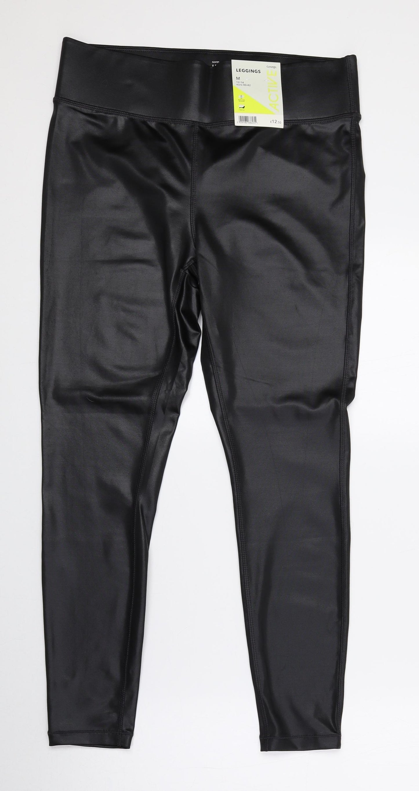 George Womens Black Polyester Carrot Leggings Size 12 L24.5 in - Faux Leather