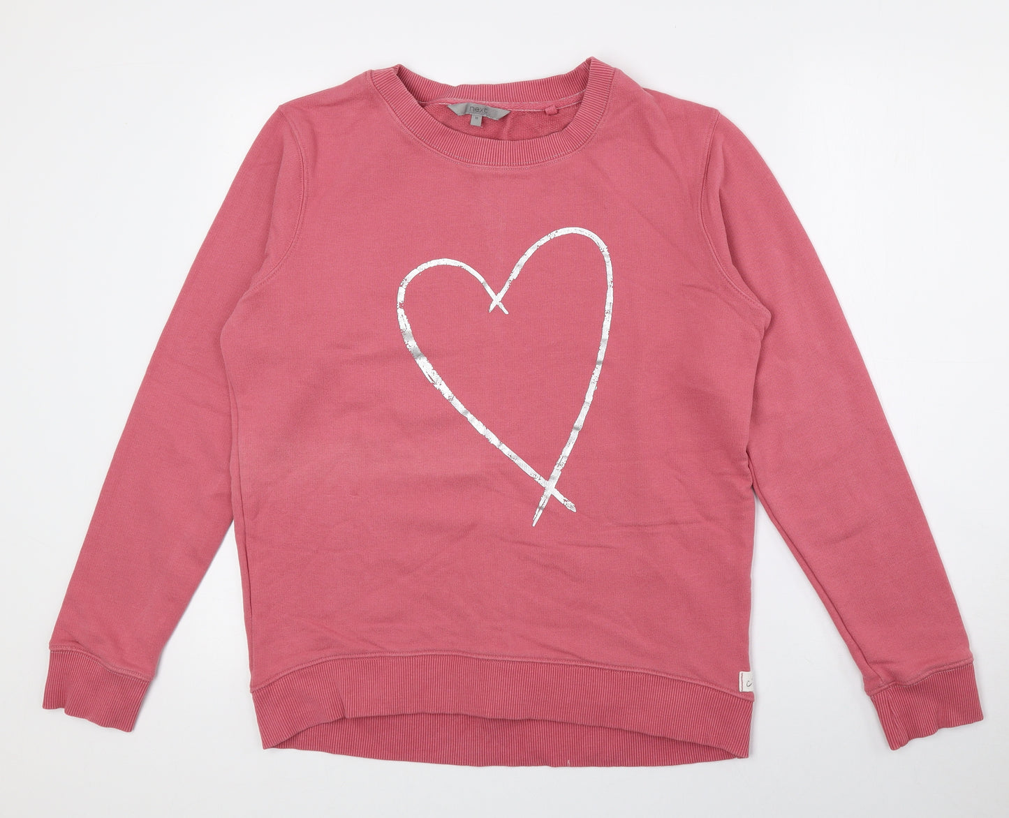 NEXT Womens Pink Crew Neck Cotton Pullover Jumper Size M - Love Heart