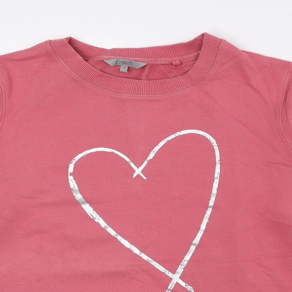 NEXT Womens Pink Crew Neck Cotton Pullover Jumper Size M - Love Heart