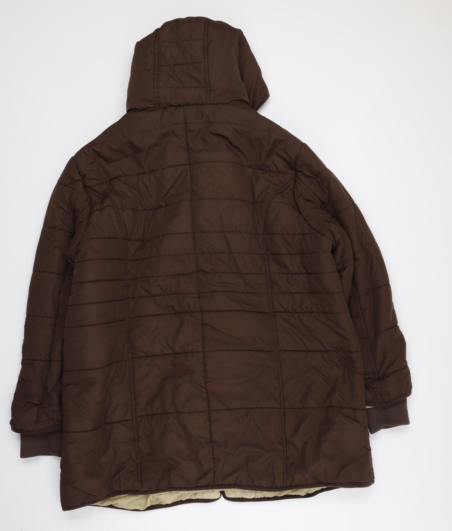 Cotton Traders Womens Brown Overcoat Coat Size 22 Zip - Snap button closure