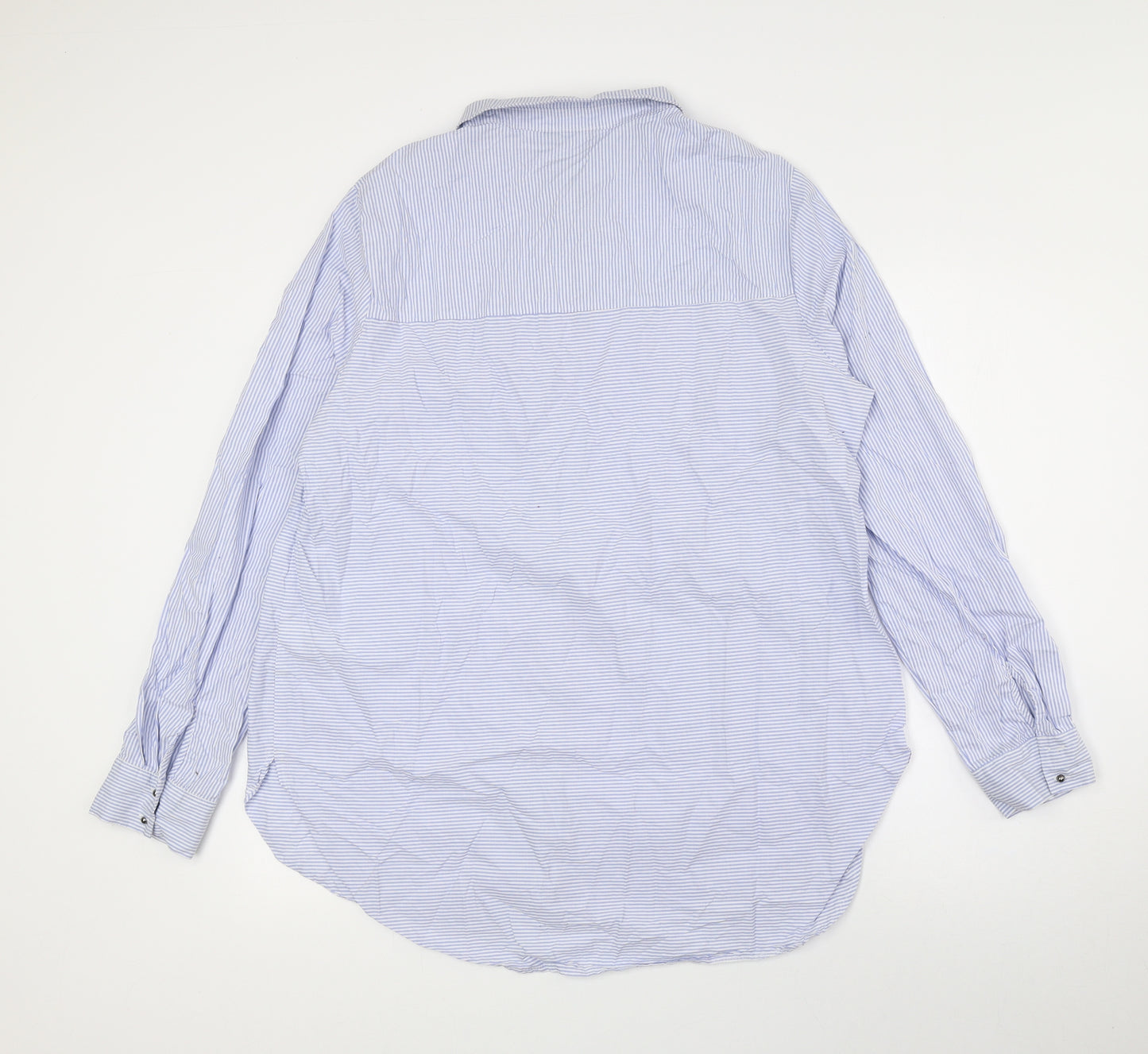 F&F Womens Blue Striped Cotton Basic Button-Up Size 20 Collared