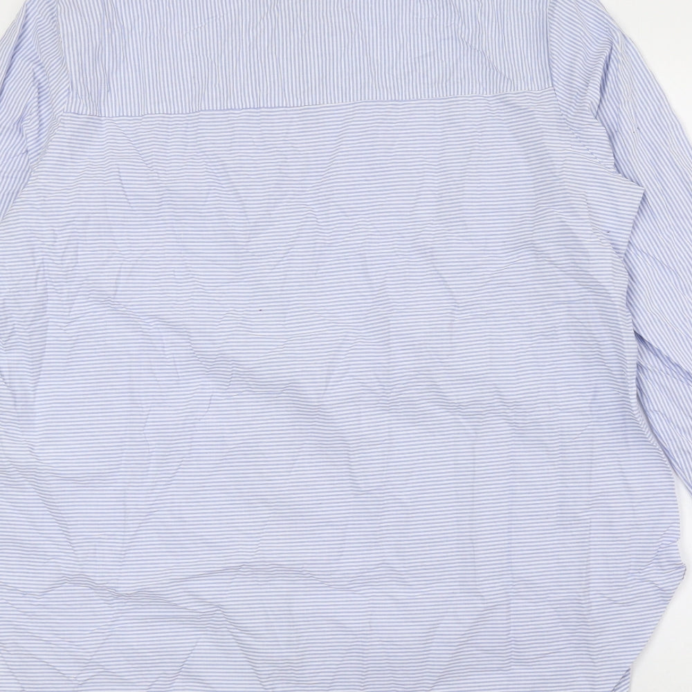 F&F Womens Blue Striped Cotton Basic Button-Up Size 20 Collared