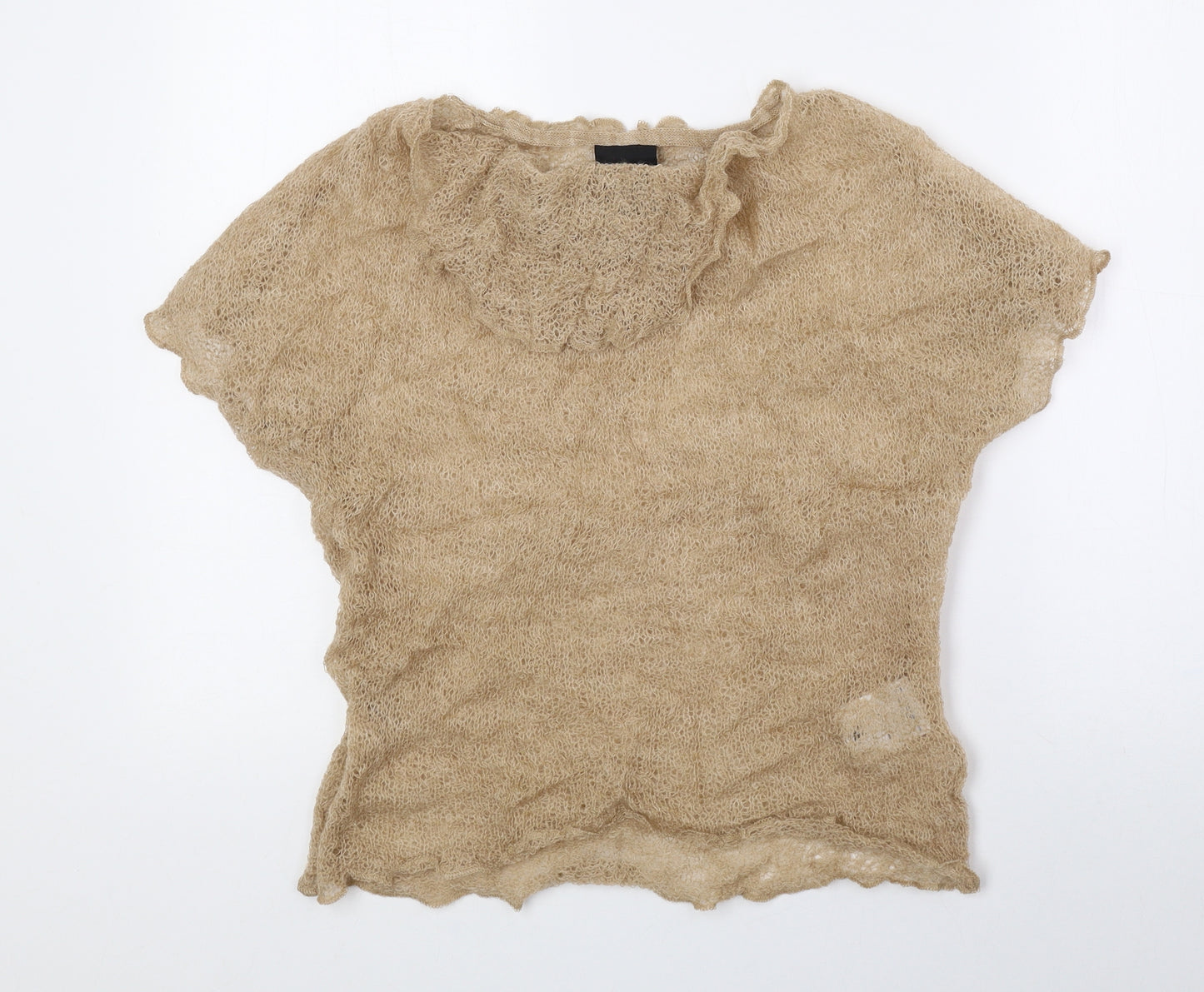 NU Denmark Womens Beige Cowl Neck 100% Wool Pullover Jumper Size S