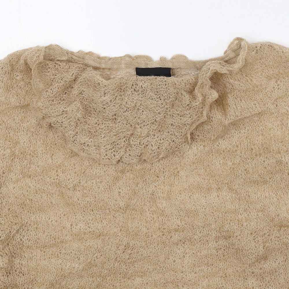 NU Denmark Womens Beige Cowl Neck 100% Wool Pullover Jumper Size S