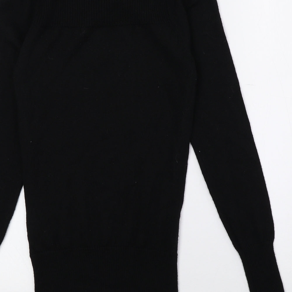 Whistles Womens Black Collared 100% Merino Wool Pullover Jumper Size S