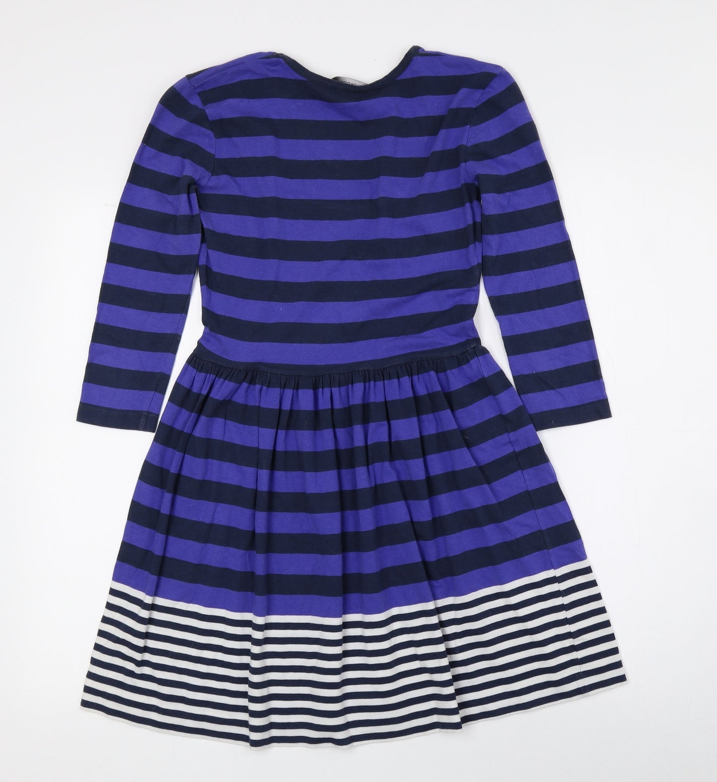 French Connection Womens Multicoloured Striped Cotton Fit & Flare Size 6 Scoop Neck