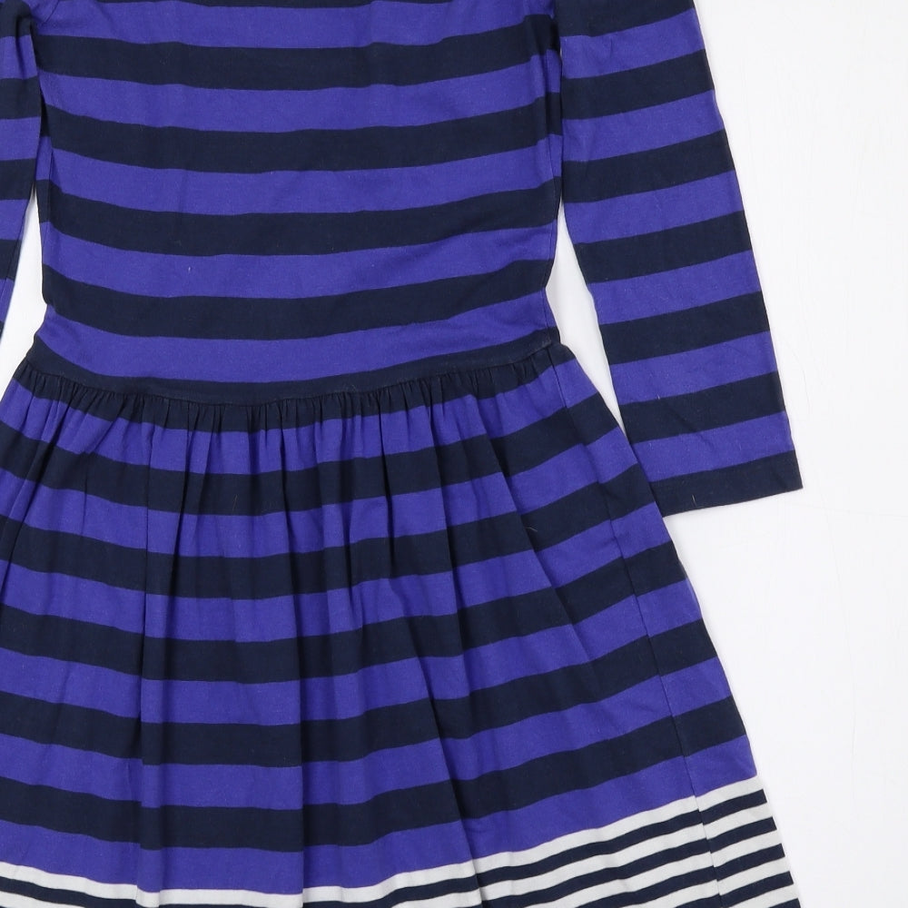 French Connection Womens Multicoloured Striped Cotton Fit & Flare Size 6 Scoop Neck