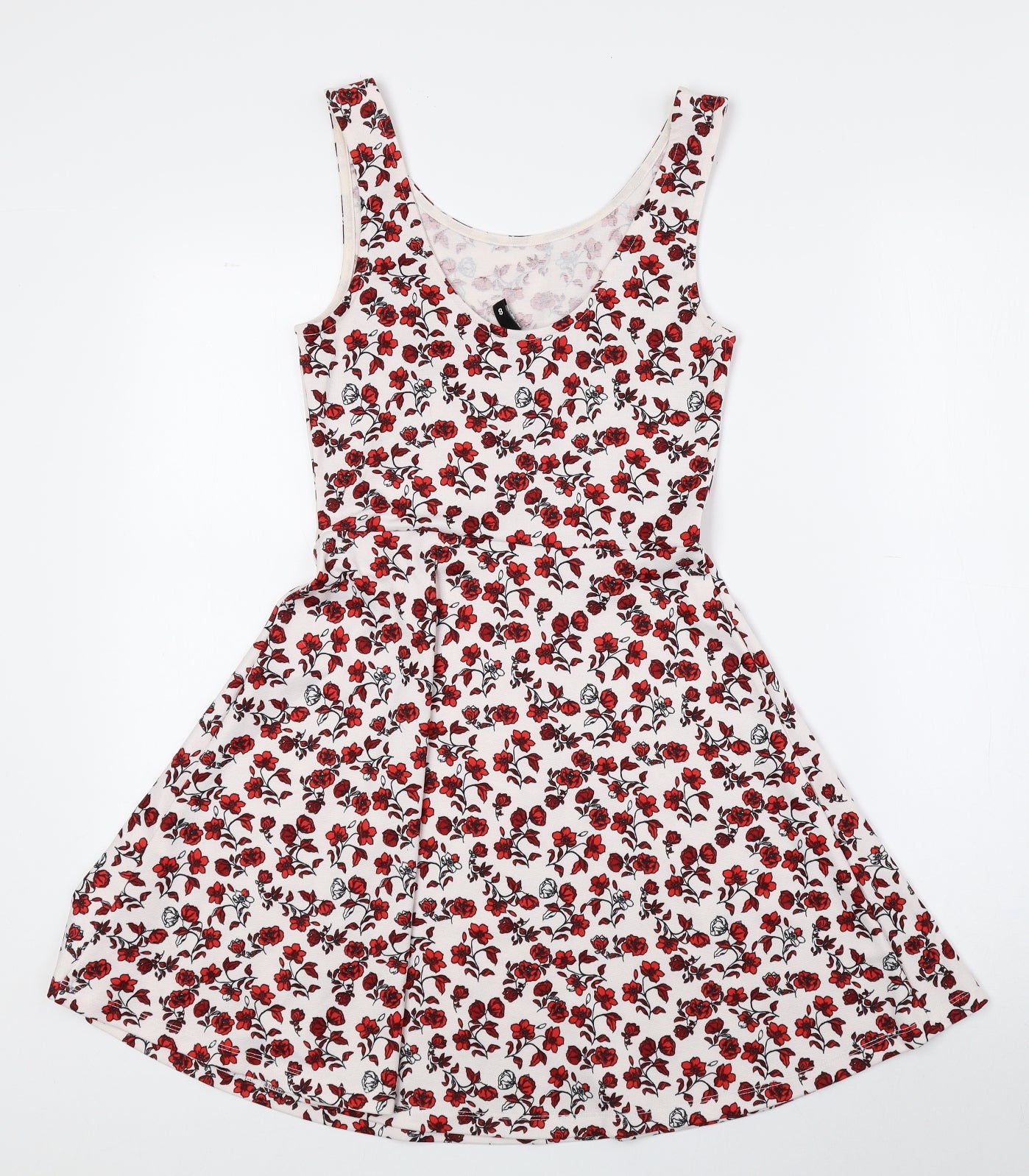 Divided by H&M Womens Multicoloured Floral Polyester Skater Dress Size 8 Crew Neck