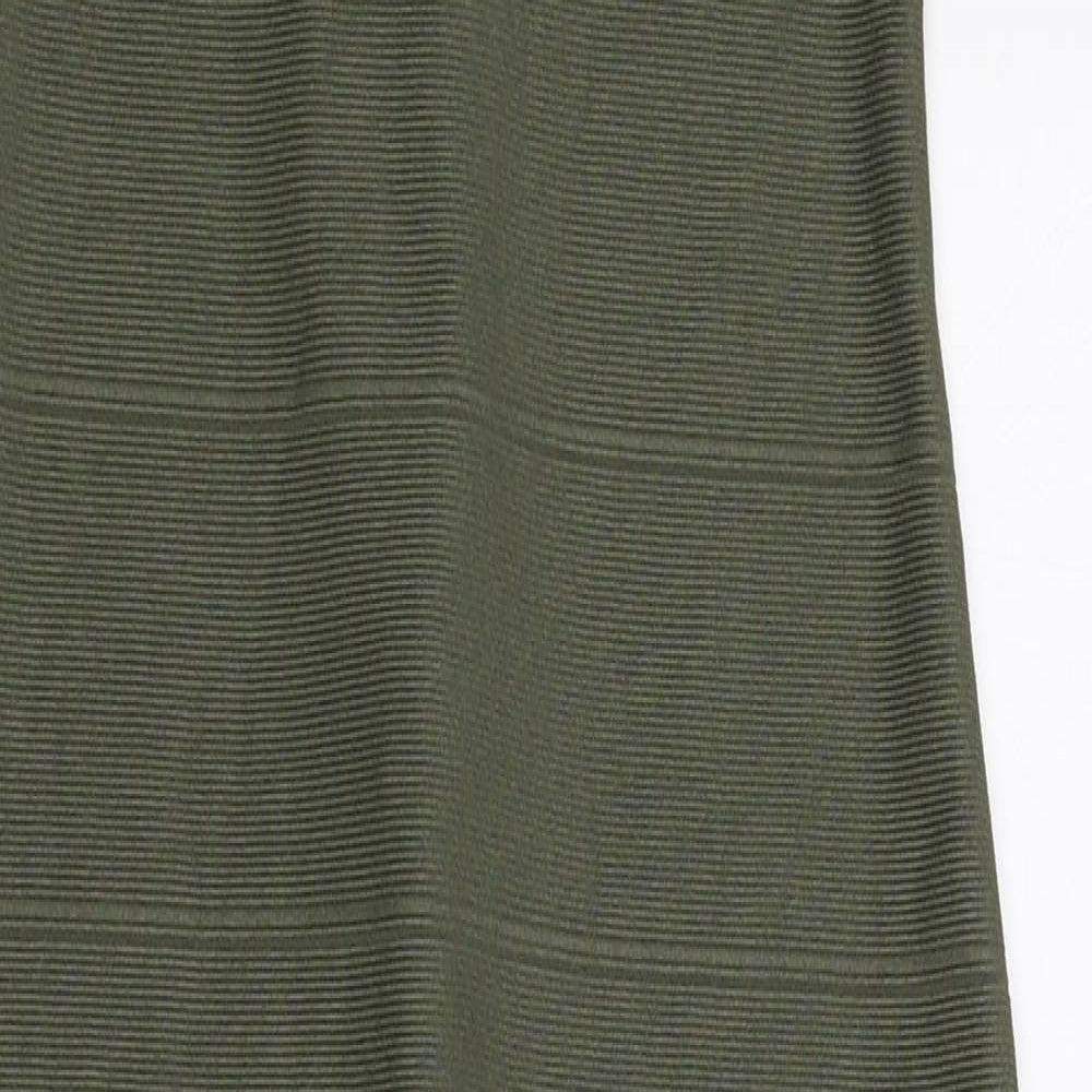Missguided Womens Green Striped Polyester Bodycon Size 6 Off the Shoulder Zip