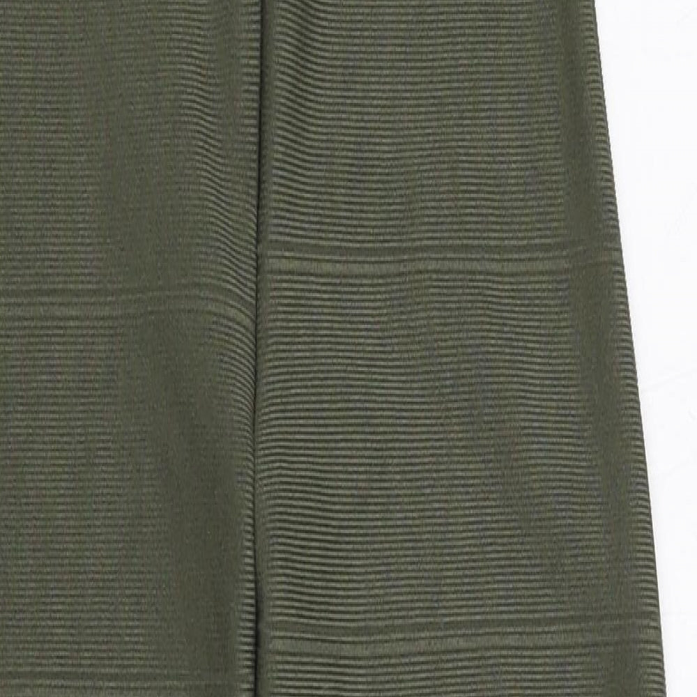 Missguided Womens Green Striped Polyester Bodycon Size 6 Off the Shoulder Zip
