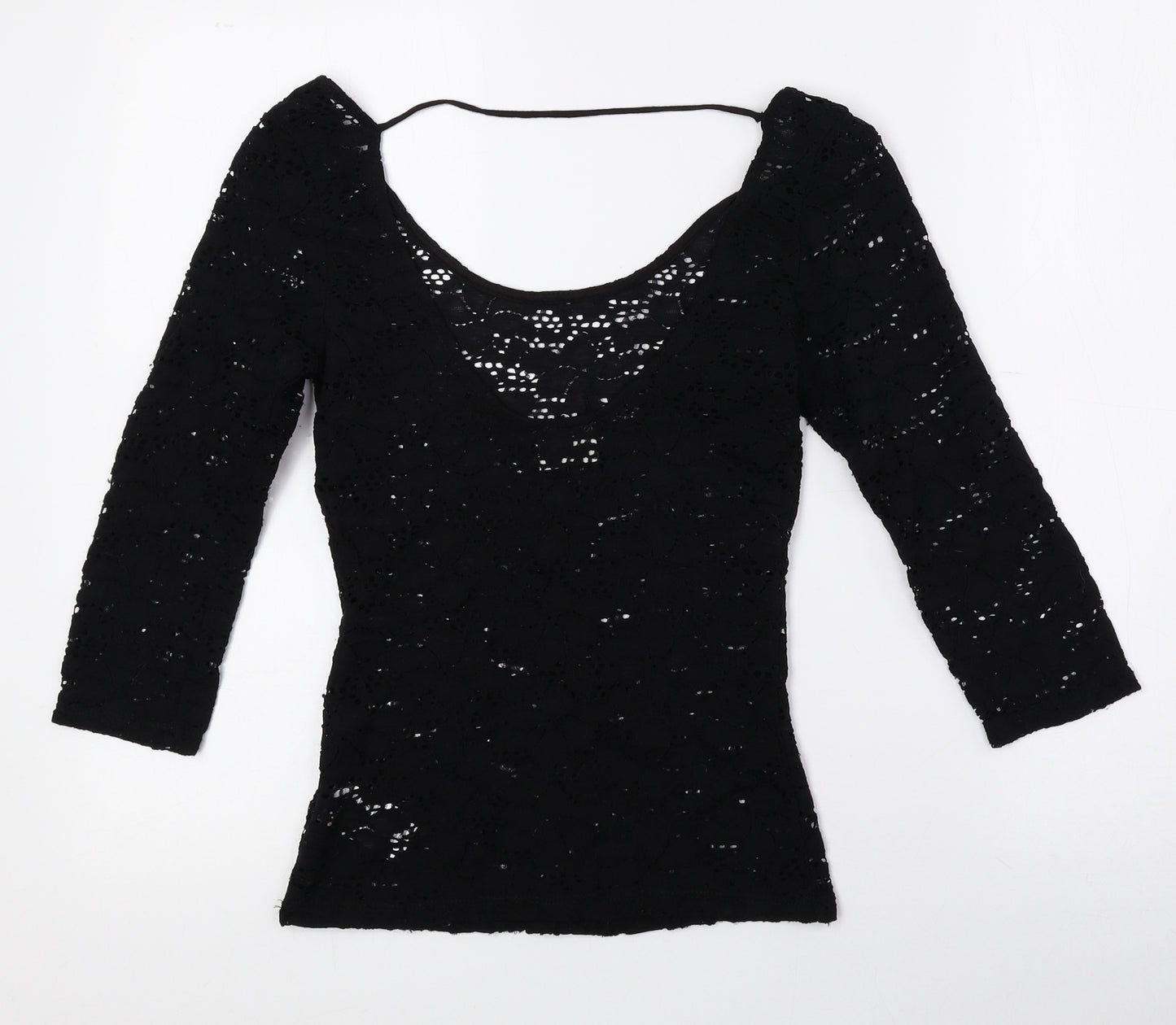 Pins & Needles Womens Black Floral Nylon Basic T-Shirt Size XS Scoop Neck