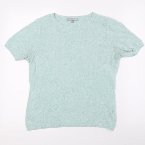 Oliver Bonas Womens Green Crew Neck Viscose Pullover Jumper Size 6 - Fuzzy Knit