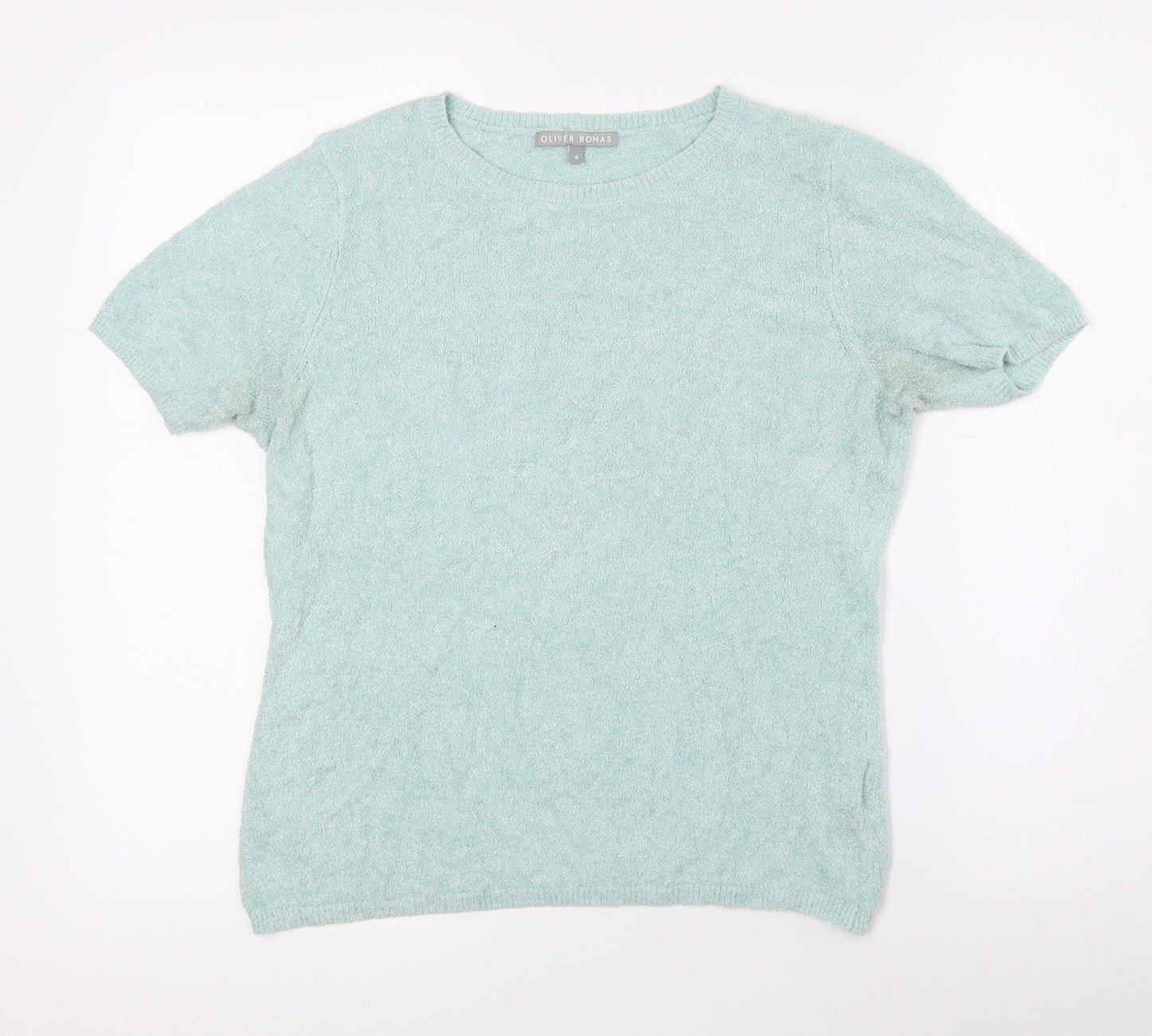 Oliver Bonas Womens Green Crew Neck Viscose Pullover Jumper Size 6 - Fuzzy Knit