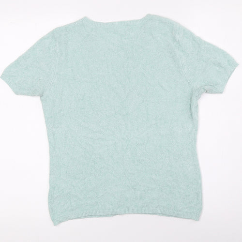 Oliver Bonas Womens Green Crew Neck Viscose Pullover Jumper Size 6 - Fuzzy Knit