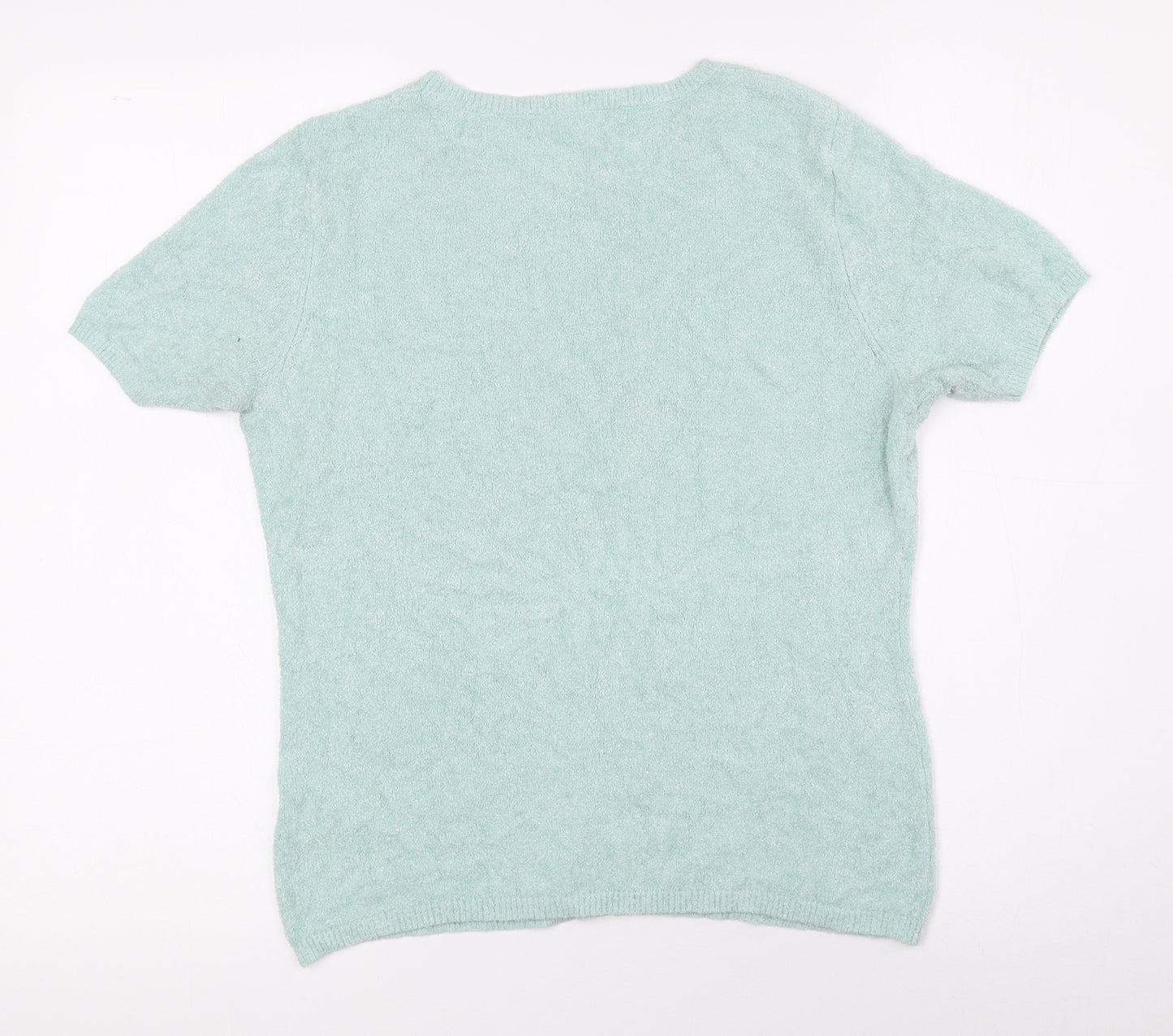 Oliver Bonas Womens Green Crew Neck Viscose Pullover Jumper Size 6 - Fuzzy Knit