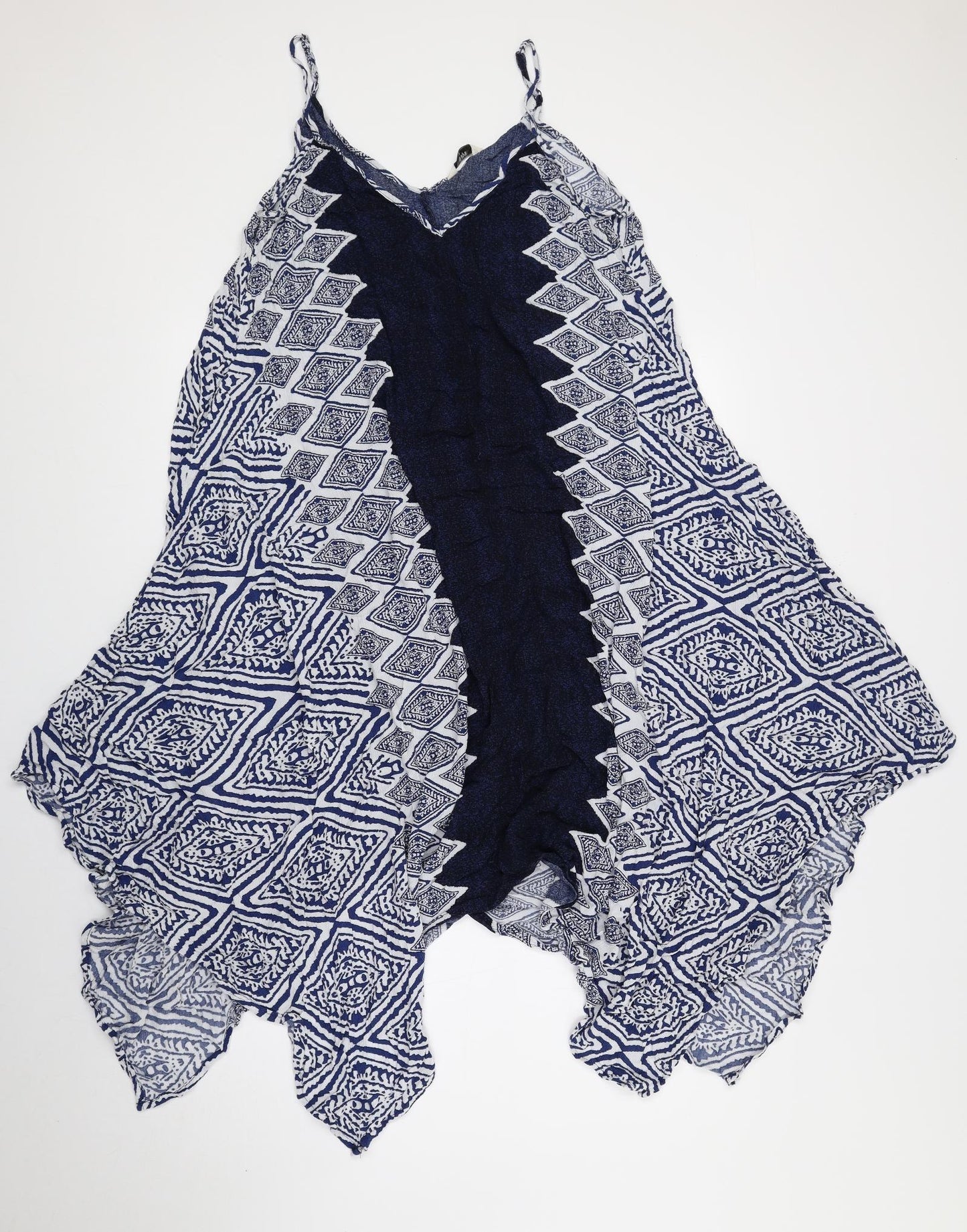 Papaya Womens Blue Geometric Viscose Kaftan Size 14 V-Neck