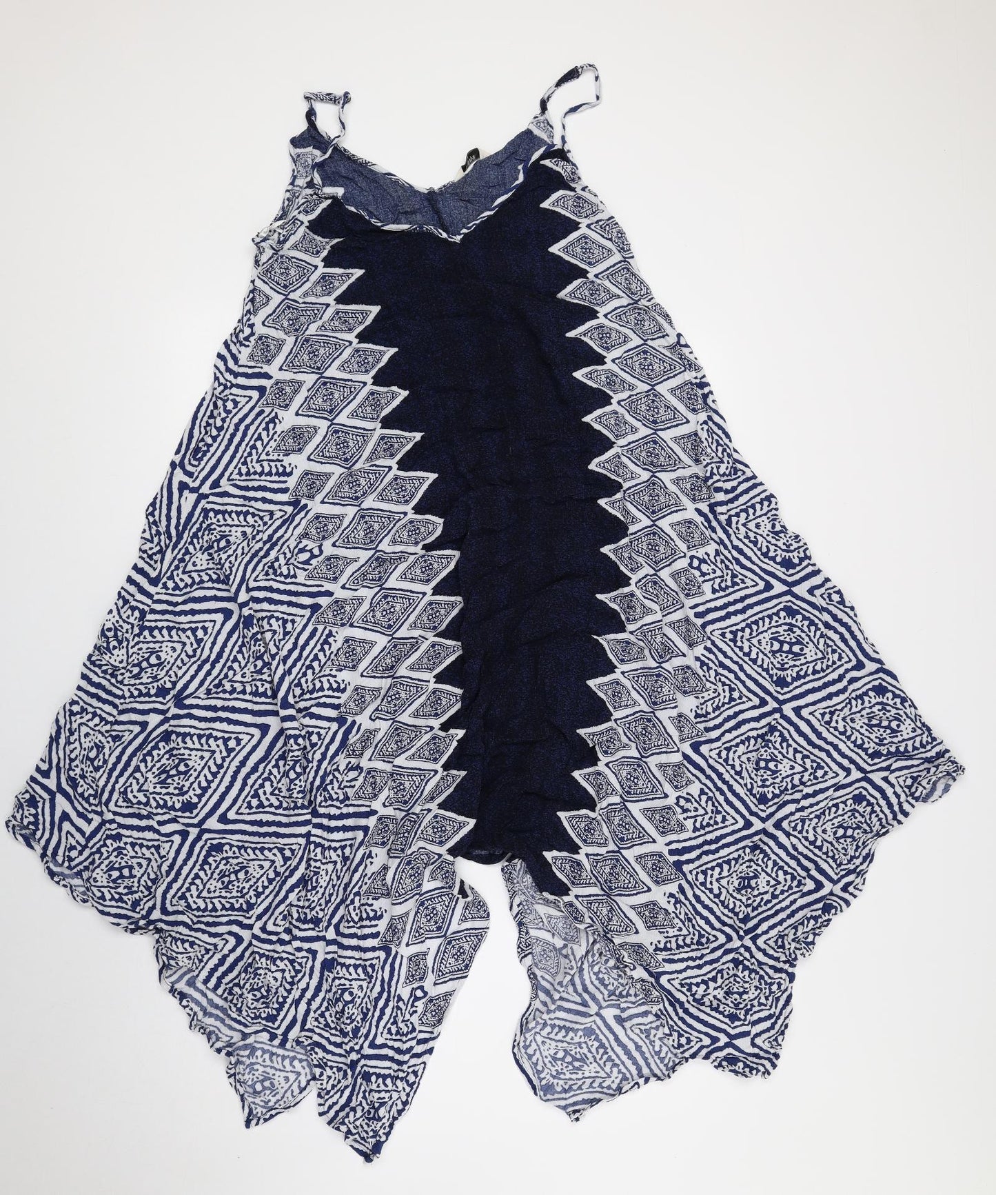 Papaya Womens Blue Geometric Viscose Kaftan Size 14 V-Neck