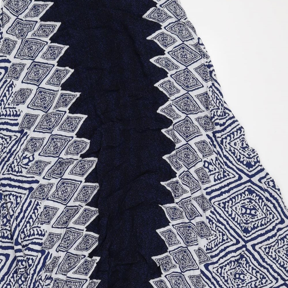 Papaya Womens Blue Geometric Viscose Kaftan Size 14 V-Neck