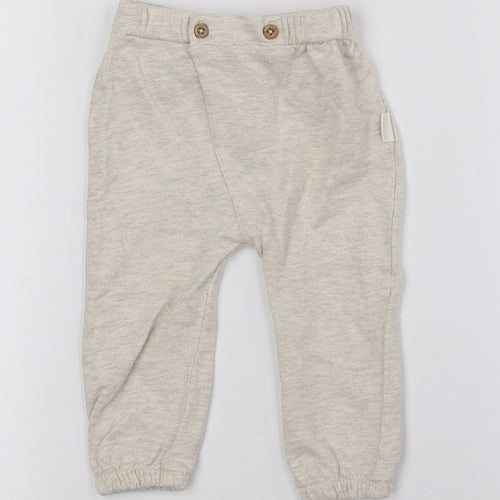 Rabbit + Bear Baby Beige 100% Cotton Jogger Trousers Size 3-6 Months